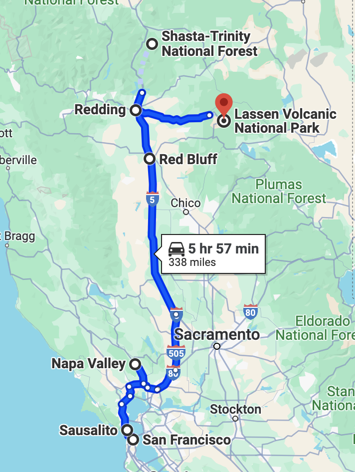 San Francisco to Lassen Volcanic National Park